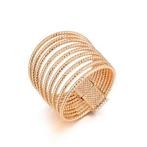 Nouvel arrivage de bijoux en laiton de luxe au design unique de bagues pour femmes en plaqué or rose multicouches - Product Image 1