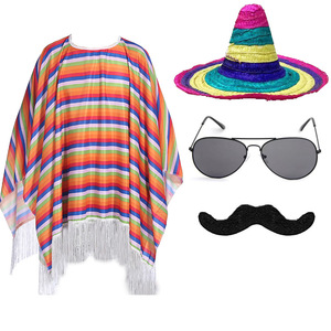 Poncho Mexicano de Estilo Serape - Ponchos Mexicanos <span class=keywords><strong>para</strong></span> Fiesta del Cinco de Mayo <span class=keywords><strong>para</strong></span> Adultos y Niños - Product Image 3