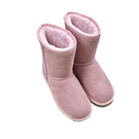 Bottes de neige authentiques pour femmes, bottes mi-mollet en peluche douce avec semelle antidérapante, chaussures d'hiver chaudes en cuir véritable à enfiler