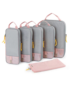 6 Pcs Set Fashionable Travel Cubes Organizers With Zippered Closure Lightweight Compression Packing for <b>Suitcase</b> - Product Image 1