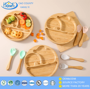 Vassoio Ecologico in Legno Creativo per <span class=keywords><strong>Bambini</strong></span>, <span class=keywords><strong>Piatti</strong></span> Divisi in Bambù per l'Apprendimento dell'Autoservizio - Product Image 1