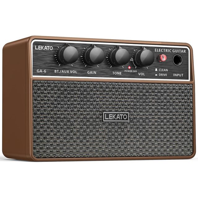 Lekato Ga-6 10W Mini Guitar Amp Portable Electric Guitar Amplifier With Clean Overdrive Channel Aux Input Headphone Jack