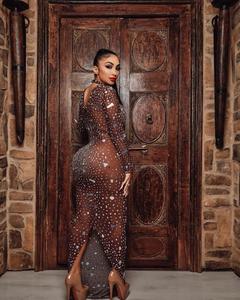 NOVANCE Y B Vêtements de luxe pour femmes, robe de cérémonie avec ouverture à diamants sur le dos, tenue pour la mère de la mariée - Product Image 2