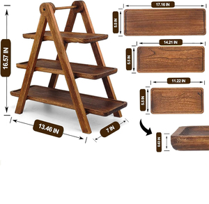 Plateau de service à 3 niveaux, support à cupcakes à étages, présentoir en bois - Product Image 3