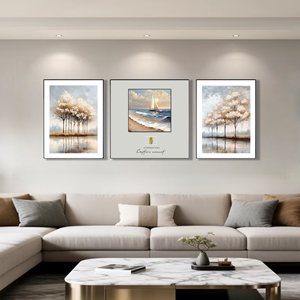 Moderno dipinto murale minimalista "albero torreggiante <span class=keywords><strong>di</strong></span> una barca a foglia" all'ingresso del soggiorno - Product Image 2