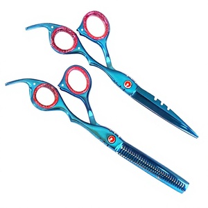 Ciseaux de coiffure professionnels en acier japonais VG10 avec revêtement en titane, ciseaux de barbier en titane, ciseaux bleus - Product Image 4