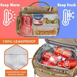 Sac à lunch isotherme tactique camouflage avec poches MOLLE, fermeture éclair, taille moyenne, pour le stockage des aliments - Product Image 2