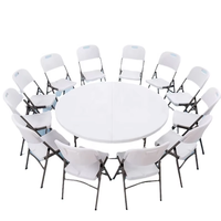 Vente chaude Portable Table Pliante Extérieure Table De Jardin Pliable 6ft Tables Rondes En Plastique Blanc et Chaises pour Événements Fête