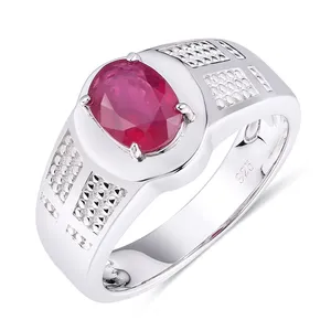 Big Red CZ Diamond 925 Silver or Brass Fashion Design Trendy 2023 Men's Jewelry Factory Wholesale Price Fine Jewellery Ring