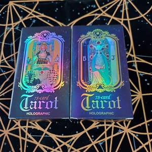 Оптовая продажа, печать на заказ, карты Таро, колоды 78 поверхностных голографических лазерных карт с инструкциями на английском языке для начинающих - Product Image 1