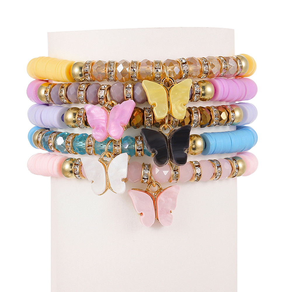 Bracciale Con Iniziale Personalizzato Per Donna - Perline In Argilla E Ciondolo Lettera Oro, Gioielli Impilabili Trendy Boho, Regalo Con Confezione