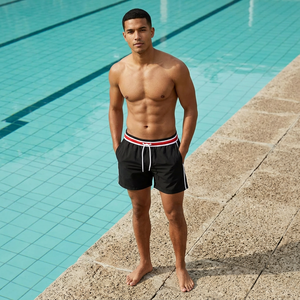 Shorts de bain décontractés pour hommes en polyester à séchage rapide avec cordon de serrage pour les sports de plage estivaux - Product Image 2