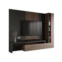 Table basse moderne avec plateau en marbre de luxe et structure en acier à forte capacité de charge, meuble TV inclus