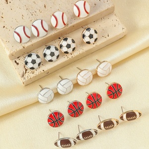 Hot Sale Drip Oil <strong>Stud</strong> Earrings Sport Basketball Soccer Baseball <strong>Football</strong> Volleyball <strong>Metal</strong> Alloy <strong>Stud</strong> Earrings - Product Image 2