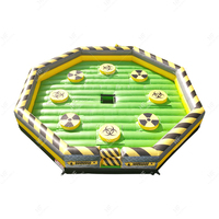 Jeu interactif gonflable Meltdown Octogone Toxique avec socle Biohazard pour événements commerciaux, fêtes d'enfants et location