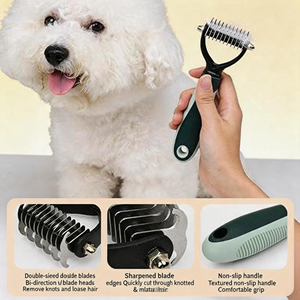 Kit <span class=keywords><strong>de</strong></span> Aseo para Mascotas <span class=keywords><strong>de</strong></span> 8 Piezas Color Verde Oliva, Juego Completo con Cepillo, Peine y Cortauñas para Perros, Gatos y Mascotas Pequeñas - Product Image 3