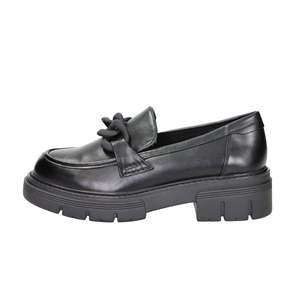 Mocassins pour femme Marco Tozzi en cuir noir à semelle épaisse, chaussures plates à enfiler - Product Image 1