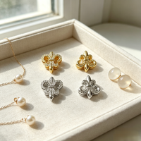Perles entretoises rectangulaires en laiton multi-zircon, plaquées or/rhodium, à grand trou, pour la fabrication de bijoux et fournitures de colliers DIY