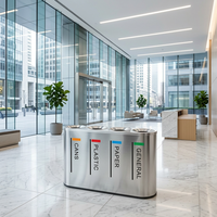 Poubelle de tri des déchets en acier inoxydable à 4 compartiments, station de tri des déchets, conteneur à déchets intérieur/extérieur pour canettes, plastique, papier, ordures