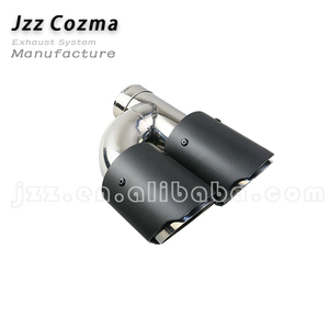 JZZ Tipo H, Punta de Escape Doble de Acero Inoxidable, Universal, 63mm a 89mm, 240mm de Longitud Total, Salidas Dobles, Punta de Fibra de Carbono de 1.5mm - Product Image 4