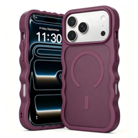 Hoogwaardige, aanpasbare, nieuwe luxe magnetische telefoonhoes van donker kersenhout voor iPhone 18 17 Pro Max, met skin-feel en draadloos opladen.