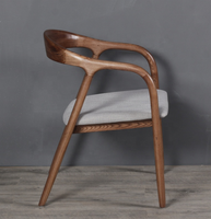 Fauteuil Moderne Nordique en Bois Massif Tissu Cuir pour Maison Cuisine Salon Parc Restaurant Chaises de Salle à Manger