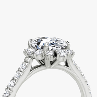 Bague de fiançailles en or massif 14K/18K avec diamant de laboratoire de 3 carats, taille marquise, trois pierres, pavé latéral, certifiée IGI CVD/HPHT, personnalisable