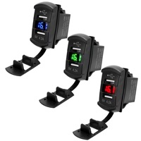 Cargador de Coche USB de Doble Puerto con Interruptor de Palanca de 12V/24V 4.2A, Cargador Rápido con Voltímetro LED para Barco, Motocicleta, ATV, RV