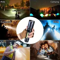 Lampe torche portable USB rechargeable en ABS, 5W, 800 lumens, 6000K, lumière du jour, faisceau de 200M, tactique, camping en plein air