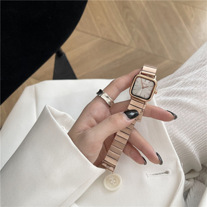 Reloj de Estilo Bambú con Esfera Cuadrada, Diseño Azul Retro y Artístico para Mujer, Simple y Elegante - Product Image 5