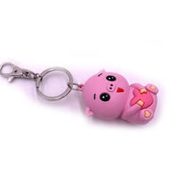 Porte-clés en silicone en forme de cochon mignon, vente en gros, porte-clés en PVC, nouveauté très demandée