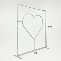 Metall-Herz-Hintergrundständer 6x6,8ft Ausgeschnittener Herzrahmen 32mm Hochbelastbar Silber für Hochzeitsantrag Fotobox Individuelle Abdeckung