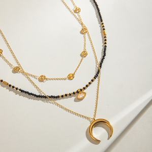 Collar de Moda para Mujer, Chapado en Oro de 18K, Acero Inoxidable, Collar con Colgante de Luna - Product Image 3