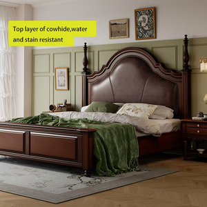 Giường ngủ hiện đại phong cách giữa thế kỷ, bọc da cao cấp, cỡ Queen, kiểu cổ điển - Product Image 1