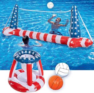 <span class=keywords><strong>Filet</strong></span> de volley-ball aquatique gonflable et cerceaux de <span class=keywords><strong>basket</strong></span>-ball Ensemble de flotteurs gonflables pour <span class=keywords><strong>piscine</strong></span> Jouets de natation - Product Image 2