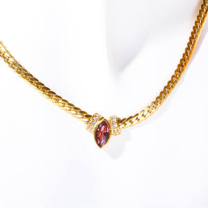 <span class=keywords><strong>Collana</strong></span> a catena <span class=keywords><strong>piatta</strong></span> in acciaio inossidabile 18K placcato <span class=keywords><strong>oro</strong></span> zircone placcato <span class=keywords><strong>oro</strong></span> 18K gioielli impermeabili Non appannati - Product Image 6