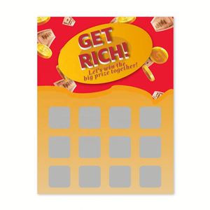 Billets à gratter personnalisés style 'Coins Rich' avec revêtement UV, gagnez en un instant, impression de cartes en gros pour promotion - Product Image 2