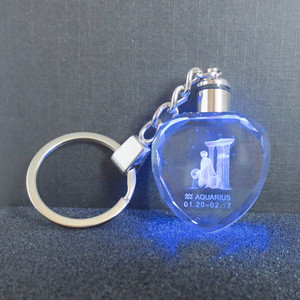 Costumizing Logo 3d Heart Shape K9 Crystal Holographic Transparent Keychain Ring Crystal Small Glass Key Chain
