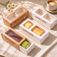Boîte à gâteau en papier kraft personnalisée, longue et rectangulaire, pour l'emballage de tiramisu, boîte en carton