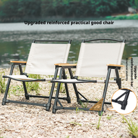 Chaise de camping moderne en aluminium et bois massif ultra-légère et détachable - Chaise Kermit portable pour pique-nique, pêche, cuisine, salle à manger