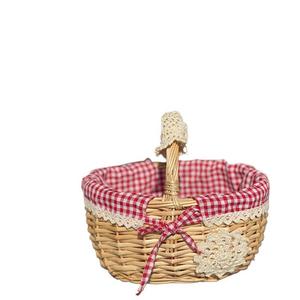 Rattan <b>Basket</b> Oval With Handles Cotton Lining Storage <b>Basket</b> For Fruit Vegetable Neatening - Product Image 5