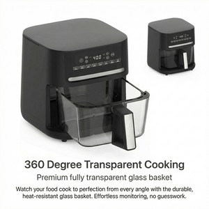Nouvelle <span class=keywords><strong>friteuse</strong></span> à <span class=keywords><strong>air</strong></span> numérique électrique, 8 programmes, écran LCD, 6 litres, réfrigérateur 6L, verre, 1700W, double tension, CE LFGB - Product Image 2