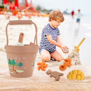 Juguete de Playa de Silicona, Cubo de Silicona, Set de Playa, Juguete de Silicona Creativo para Exteriores, Herramienta Portátil de Silicona para Excavar Arena - Product Image 1