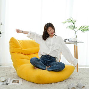 Sofá perezoso tipo bean bag, tatami convertible, asiento suave para sala de estar, dormitorio, balcón, mueble color amarillo limón - Product Image 3