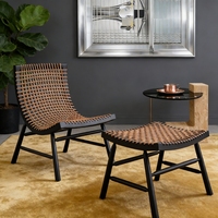 Kursi Santai Modern Buatan Tangan dari Kayu Ash Solid dengan Anyaman Tali dan Detail Tufted, Dilengkapi Sandaran Tangan dan Fitur Rebah, Cocok untuk Kamar Tidur dan Ruang Tamu