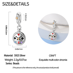 Nuevo Dije Original de Plata de Ley S925, Abalorio de Cuento de Hadas con Reloj, Castillo, Llave Mágica, Amor Rojo, Colgante para Pulsera DIY, Joyería para Mujer - Product Image 6