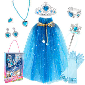 Vestido <span class=keywords><strong>de</strong></span> princesa para niñas, fiesta <span class=keywords><strong>de</strong></span> Elsa Anna, capa <span class=keywords><strong>de</strong></span> arcoíris, disfraz para niños, Halloween, Navidad, corona, varita, accesorios <span class=keywords><strong>de</strong></span> joyería, conjunto <span class=keywords><strong>de</strong></span> regalo - Product Image 4