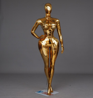 Mannequins BBL en plastique pour femme, taille plus, corps entier, avec poitrine et hanches généreuses, corps courbé, couleur or, vente en gros d'usine