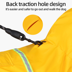 Chaqueta de lluvia <span class=keywords><strong>para</strong></span> mascotas con escote ajustable, Poncho con capucha, rayas reflectantes, a prueba de viento, impermeable, con agujero <span class=keywords><strong>para</strong></span> correa - Product Image 4