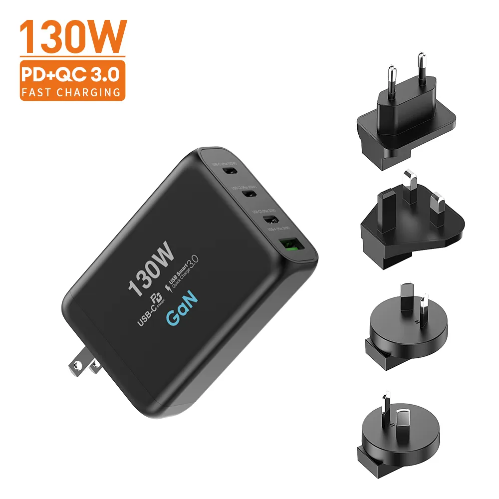 Multi-port PD GaN 130W Quick Charge 130W Fast PD USB Wall Charger for Apple Laptop For iPad And Mobile Phone